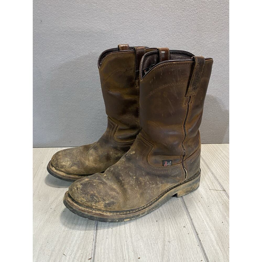 Justin Boots Mens Size 9 D Brown Leather Insulated Waterproof Work WK4980